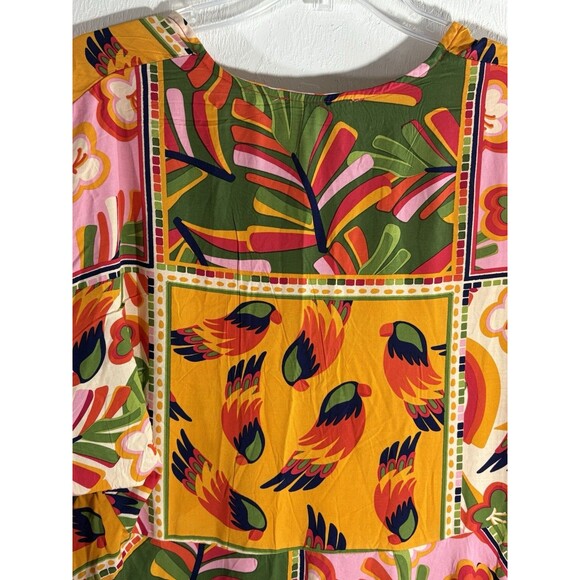 Label of Love NWT Orange Green  Tropical Medium Woman dress Anthropologie Summer - Picture 11 of 11